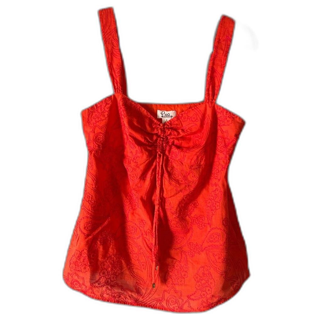 Lily Pulitzer orange embordered cotton tank top size 8